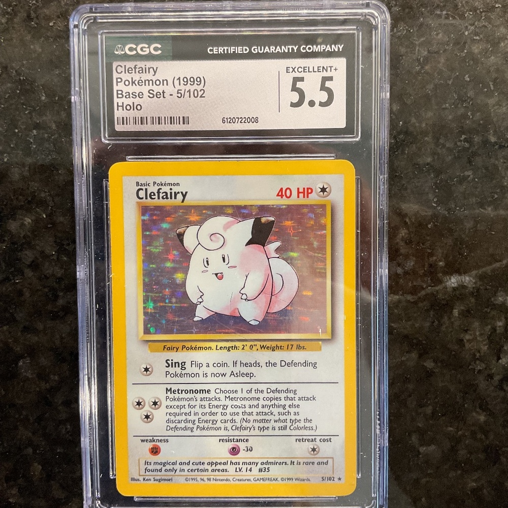 Clefairy Holo Rare 5/102 - CGC 5.5 Excellent+